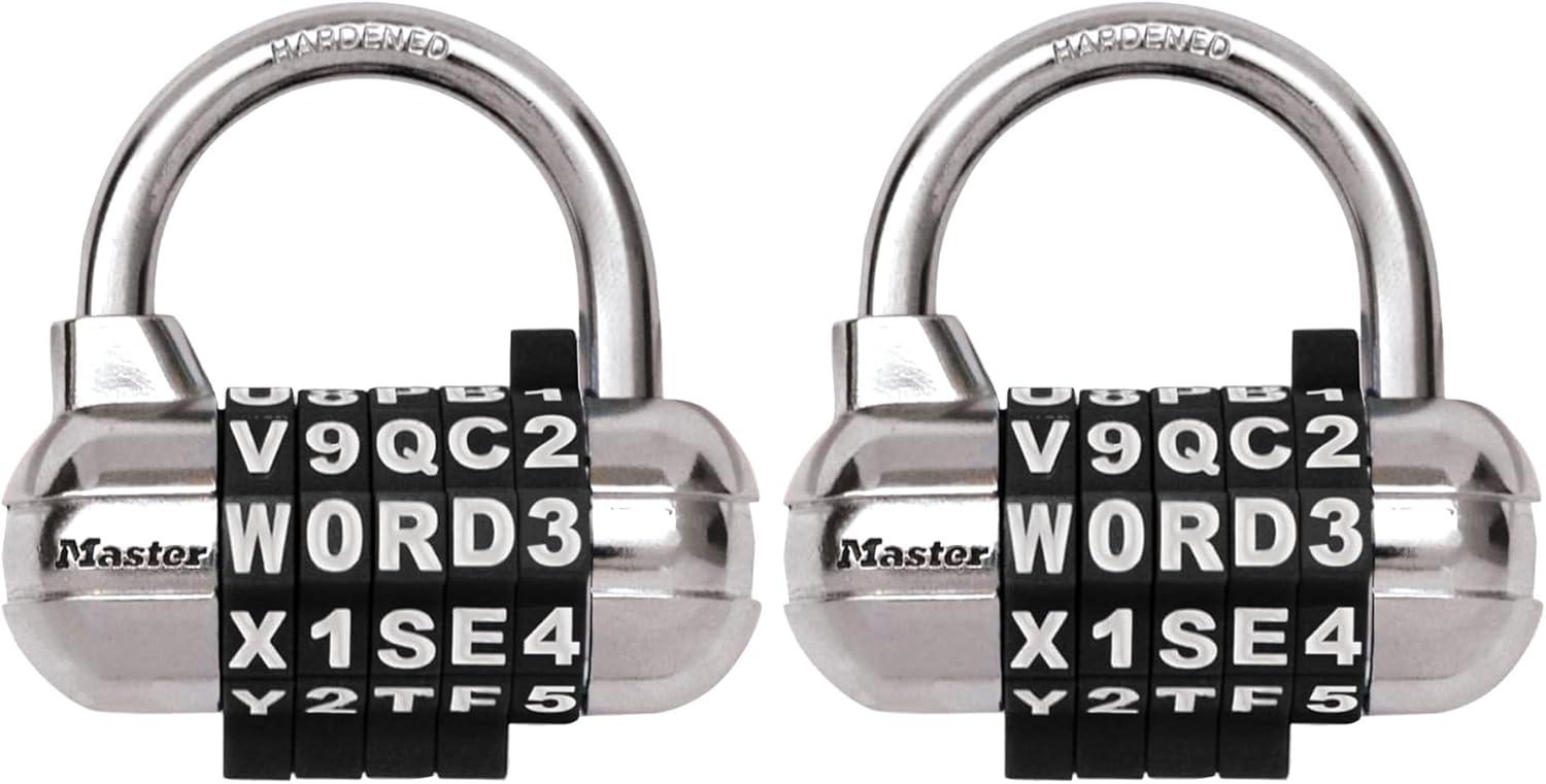 imageMaster Lock Padlock Set Your Own Word Combination Lock 212 in Wide Black 1534DBLKWord Combo  Black