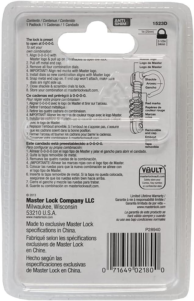 imageMaster Lock Set Your Own Combination Padlock Gym Locker Locks with Code for Securing Indoor Valuables Color May Vary 1523D1