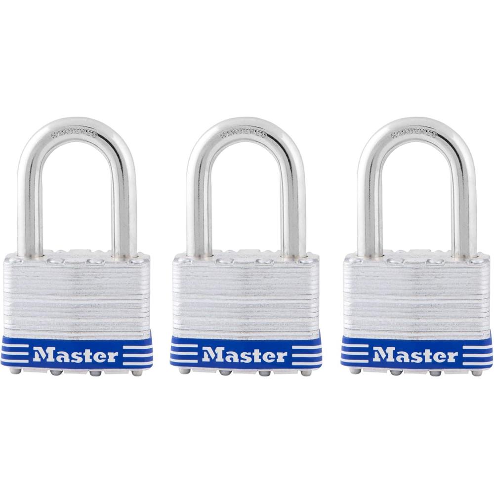 imageMaster Lock 5DLF Outdoor Padlock with Key 1 Pack Silver3 Pack  KeyedAlike