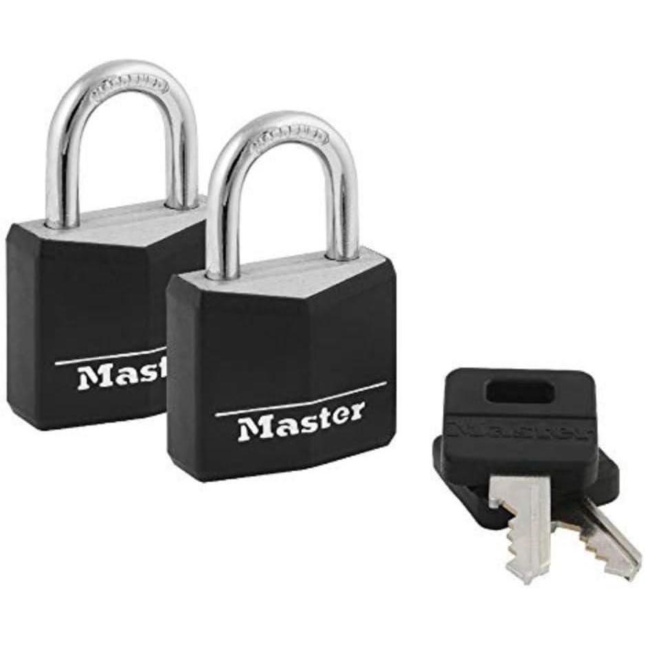 imageMaster Lock Black Outdoor Key Lock Standard Weather Resistant Padlock with Cover Keyed Alike Padlocks for Lockers Fences Sheds or Other Equipment 4 Pack 131Q2 Pack  Keyed Alike