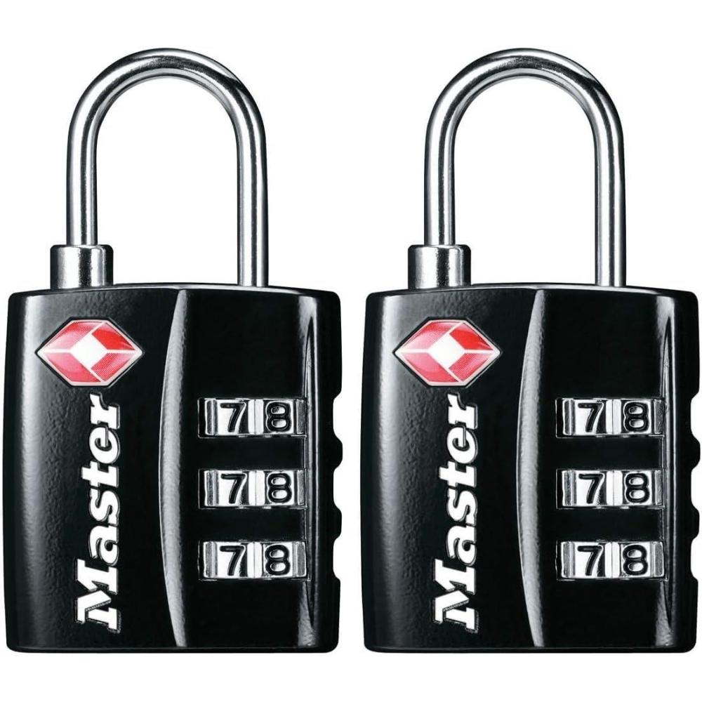 imageMaster Lock Black TSAApproved Luggage Lock with Wide Lock Body and Thin Durable Steel Shackle Zipper Lock for Backpacks Luggage 4680DBLK2 Pack