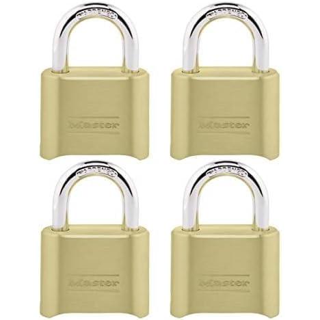 imageMaster Lock Brass Combination Padlock for Indoor and Outdoor use with Resettable Combination for Gym Locker Gate Fence or Shed Lock 175D40 Pack