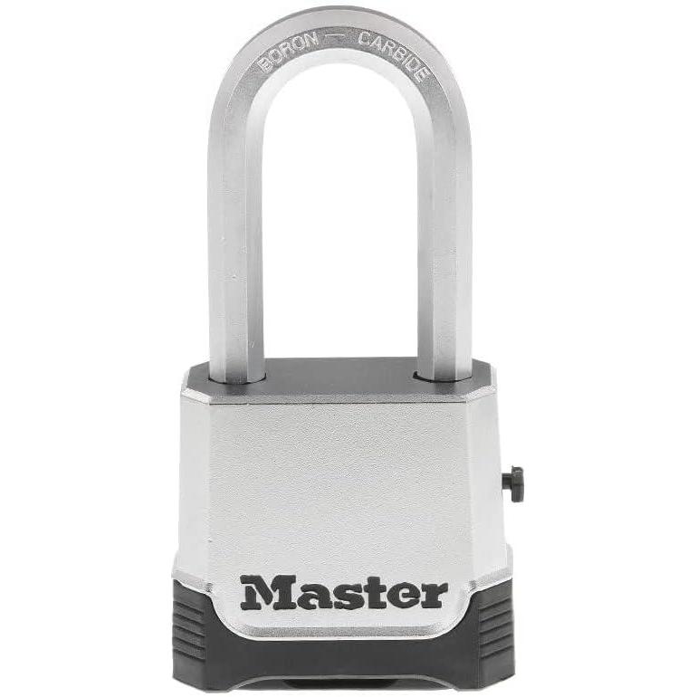 imageMaster Lock Silver Outdoor Combination Lock Heavy Duty Weather Resistant Padlock with Resettable Code and Cut Resistant Boron Carbide Shackle for Outdoor Use M176XDLH1 Pack