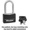 Master Lock Black Covered Aluminum Lock, Gym Locker Lock with Key, Outdoor Padlock with Long Shackle for Gates, Fences, Toolboxes, and More,141DLF(1 Pack)