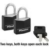 Master Lock Black Outdoor Key Lock, Standard Weather Resistant Padlock with Cover, Keyed Alike Padlocks for Lockers, Fences, Sheds, or Other Equipment, 4 Pack, 131Q(2 Pack  Keyed Alike)