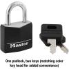 Master Lock Black Outdoor Key Lock, Standard Weather Resistant Padlock with Cover, Keyed Alike Padlocks for Lockers, Fences, Sheds, or Other Equipment, 4 Pack, 131Q(1 Pack)