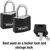 Master Lock Black Outdoor Key Lock, Standard Weather Resistant Padlock with Cover, Keyed Alike Padlocks for Lockers, Fences, Sheds, or Other Equipment, 4 Pack, 131Q(2 Pack  Keyed Alike)
