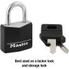 Master Lock Black Outdoor Key Lock, Standard Weather Resistant Padlock with Cover, Keyed Alike Padlocks for Lockers, Fences, Sheds, or Other Equipment, 4 Pack, 131Q(1 Pack)