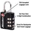 Master Lock Black TSA-Approved Luggage Lock with Wide Lock Body and Thin, Durable Steel Shackle, Zipper Lock for Backpacks, Luggage, 4680DBLK(2 Pack)
