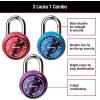 Master Lock Padlock, Mini Dial Combination Lock for Gym or School Lockers, Small Lock is 1-9/16 Inches Wide, Color Assortment Pack, (Pack of 3), 1533TRI(3 count (Pack of 1))