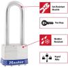 Master Lock Silver Outdoor Keyed-Alike Padlocks with Keys, Extra Long Shackle Lock for Gate, Fence, Shed, or Other Equipment, 3 Pack, 1TRILJ(Silver)