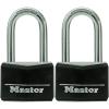 Master Lock Black Covered Aluminum Lock, Gym Locker Lock with Key, Outdoor Padlock with Long Shackle for Gates, Fences, Toolboxes, and More,141DLF(2 Pack)