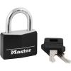 Master Lock Black Covered Aluminum Padlock, Gym Locker Lock with Key for Indoor or Outdoor Use with Vinyl Weather Resistant Cover, 141D(Black)