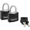 Master Lock Black Outdoor Key Lock, Standard Weather Resistant Padlock with Cover, Keyed Alike Padlocks for Lockers, Fences, Sheds, or Other Equipment, 4 Pack, 131Q(2 Pack  Keyed Alike)