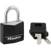 Master Lock Black Outdoor Key Lock, Standard Weather Resistant Padlock with Cover, Keyed Alike Padlocks for Lockers, Fences, Sheds, or Other Equipment, 4 Pack, 131Q(1 Pack)