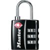 Master Lock Black TSA-Approved Luggage Lock with Wide Lock Body and Thin, Durable Steel Shackle, Zipper Lock for Backpacks, Luggage, 4680DBLK(1 Pack)