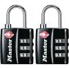 Master Lock Black TSA-Approved Luggage Lock with Wide Lock Body and Thin, Durable Steel Shackle, Zipper Lock for Backpacks, Luggage, 4680DBLK(2 Pack)