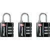 Master Lock Black TSA-Approved Luggage Lock with Wide Lock Body and Thin, Durable Steel Shackle, Zipper Lock for Backpacks, Luggage, 4680DBLK(3 Pack)