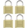 Master Lock Brass Combination Padlock for Indoor and Outdoor use with Resettable Combination for Gym Locker, Gate, Fence, or Shed Lock, 175D(4 Pack)