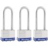 Master Lock Silver Outdoor Keyed-Alike Padlocks with Keys, Extra Long Shackle Lock for Gate, Fence, Shed, or Other Equipment, 3 Pack, 1TRILJ(Silver)