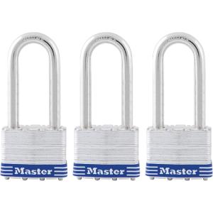 Master Lock 5TRILJ Outdoor Padlock with Key, 3 Pack Keyed-Alike
