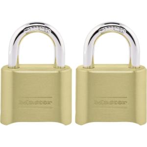 Master Lock Brass Combination Padlock for Indoor and Outdoor use with Resettable Combination for Gym Locker, Gate, Fence, or Shed Lock, 175D(2 Pack)