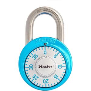 Master Lock Light Blue Gym Locker Lock, Indoor Combination Padlock with Aluminum Cover for School Locker, 3-Digit Code, 1561DLTBLU(Light Blue)