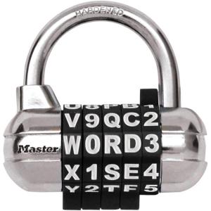 Master Lock Padlock, Set Your Own Word Combination Lock, 2-1/2 in. Wide, Black, 1534DBLK(Word Combo  Black)