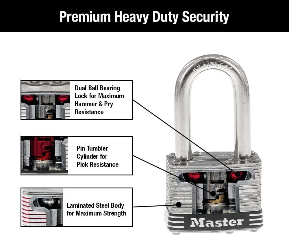 imageMaster Lock 1SSTLF Stainless Steel Outdoor Padlock with Key 2 Pack KeyedAlike2 Pack KeyedAlike