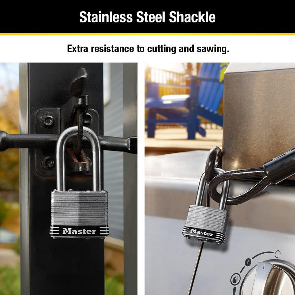 imageMaster Lock 1SSTLF Stainless Steel Outdoor Padlock with Key 2 Pack KeyedAlike2 Pack KeyedAlike