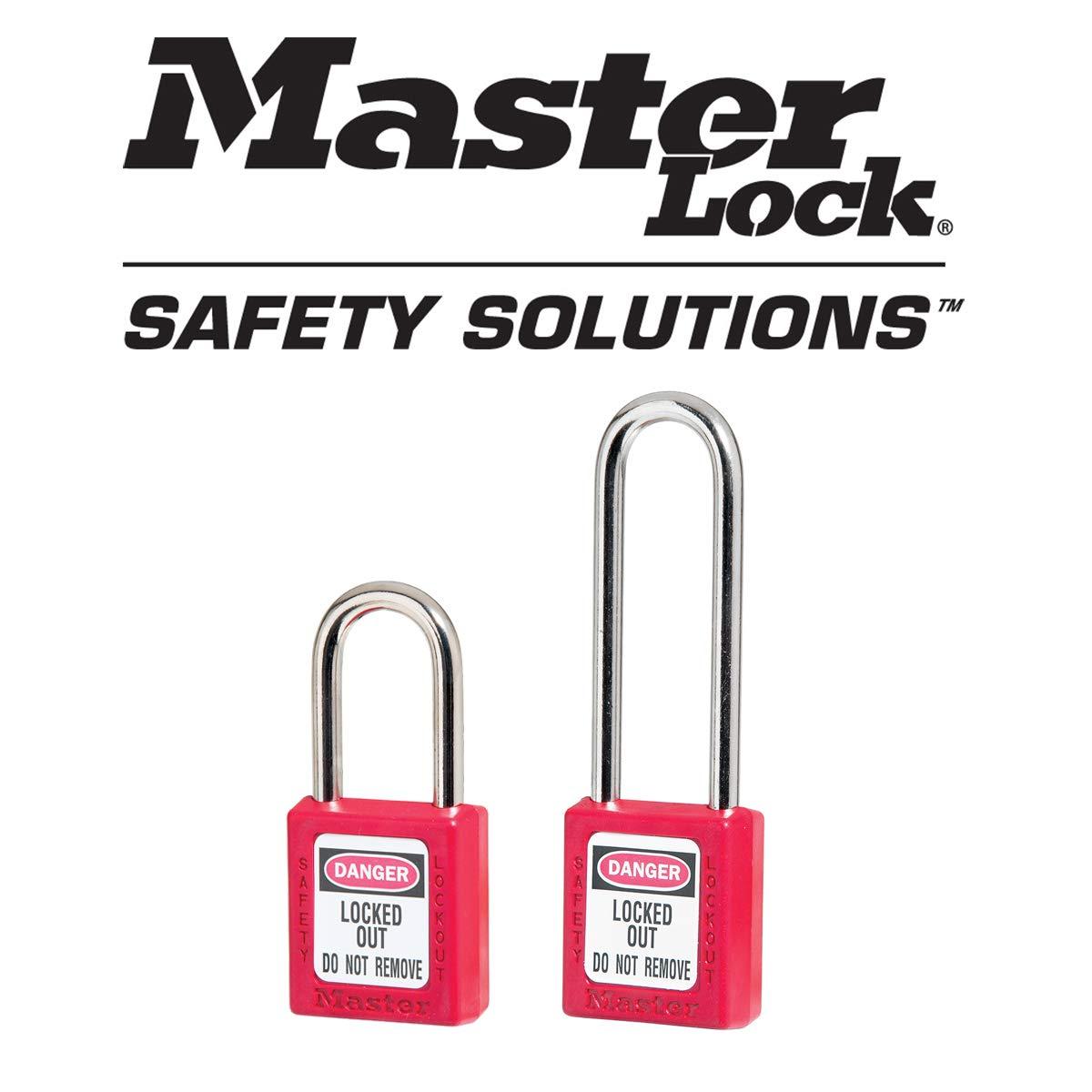 imageMaster Lock 410LTRED Lockout Tagout Safety Padlock with Key Extended Length ShackleRed