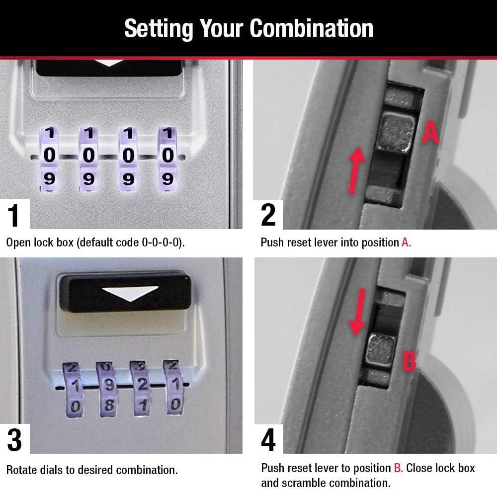 imageMaster Lock 5425D Set Your Own Combination Wall Mount Lock Box with Light Up Dials 6 Key Capacity Black