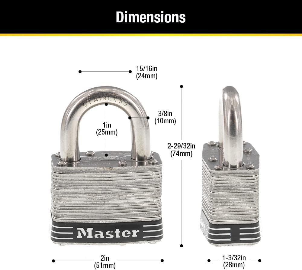 imageMaster Lock 5SST Stainless Steel Outdoor Padlock with Key 2 Pack KeyedAlike2 Pack KeyedAlike