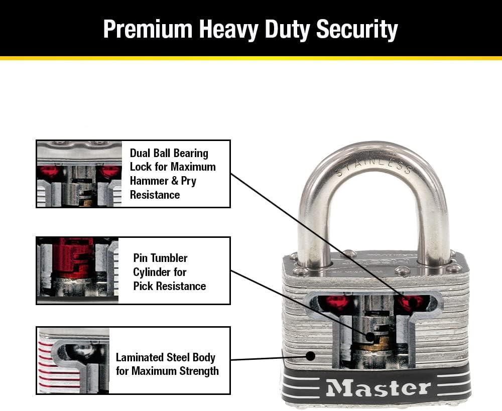 imageMaster Lock 5SST Stainless Steel Outdoor Padlock with Key 2 Pack KeyedAlike2 Pack KeyedAlike