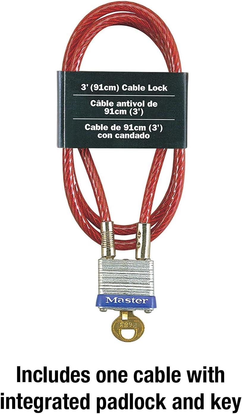 imageMaster Lock 719D Steel Cable with Integrated Outdoor Padlock with Key 1 Pack