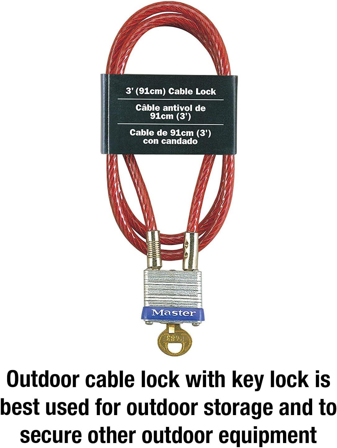 imageMaster Lock 719D Steel Cable with Integrated Outdoor Padlock with Key 1 Pack