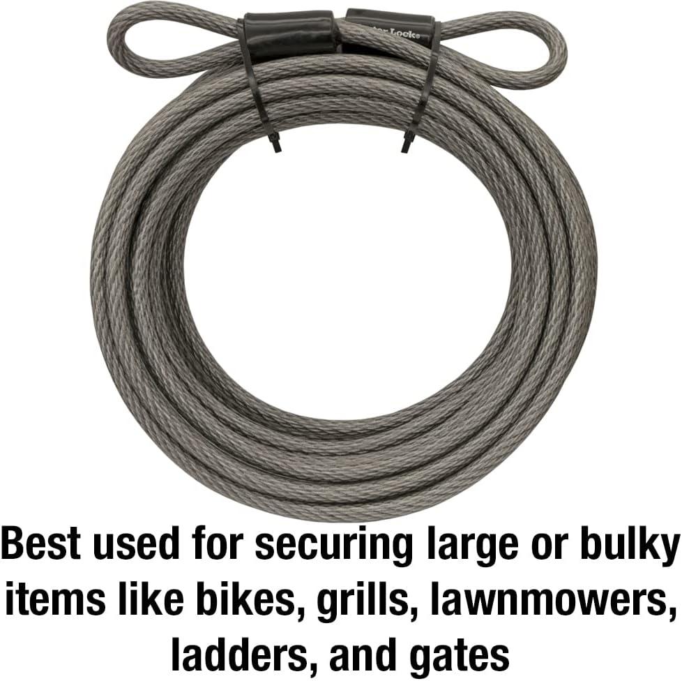 imageMaster Lock 72DPF Steel Cable with Looped Ends 15 ft Long 1 Pack Black30 ft cable