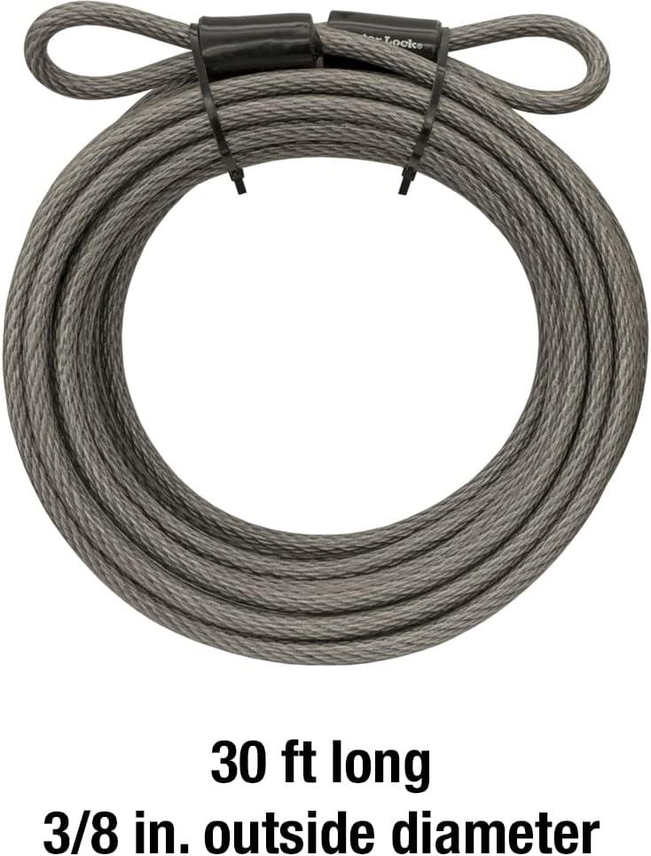 imageMaster Lock 72DPF Steel Cable with Looped Ends 15 ft Long 1 Pack Black30 ft cable