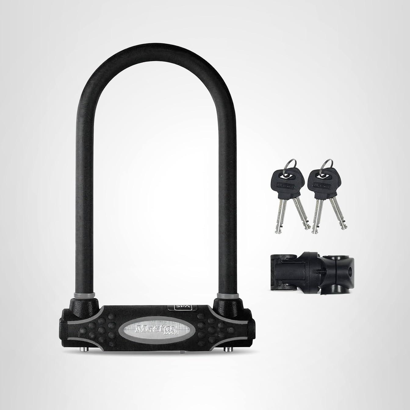 imageMaster Lock Black Outdoor Hardened Steel Link Chain with Mini ULock for Securing Bikes Motorcycles and Electric Scooters Chain Length is 3 ft x 38 in Mini U Lock is 35in W x 055 in Dia 8234ECULock