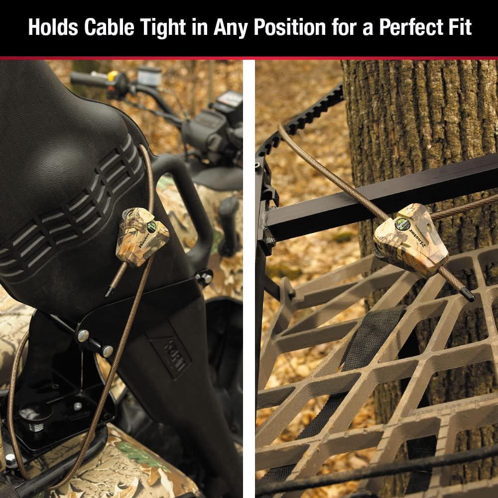 imageMaster Lock Black Python Bike Lock with Key Adjustable Metal Cable Lock has a Weather Resistant Vinyl Coating for Outdoor Equipment Bicycles Trail Cameras 6 Feet Long 8418DCamo