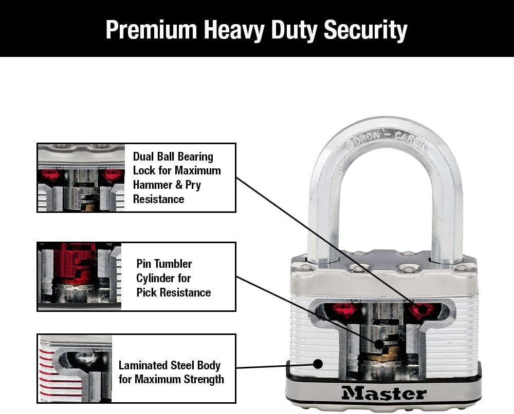imageMaster Lock M15XTLF Magnum Heavy Duty Outdoor Padlock with Key 2 Pack KeyedAlike1 Pack