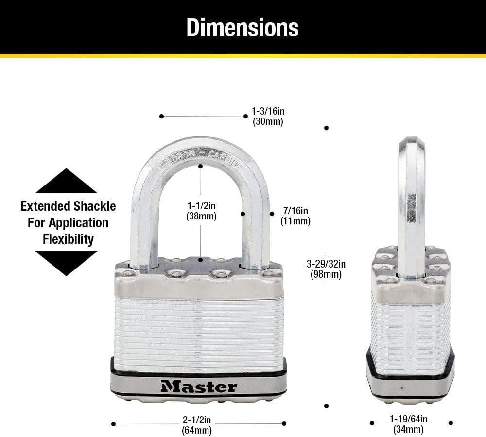imageMaster Lock M15XTLF Magnum Heavy Duty Outdoor Padlock with Key 2 Pack KeyedAlike1 Pack