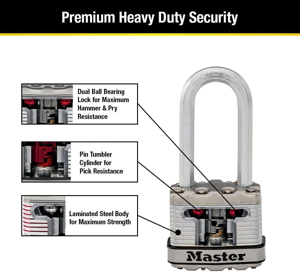 imageMaster Lock M1XTRILH Magnum Heavy Duty Padlock with Key 3 Pack KeyedAlike3 Pack KeyedAlike