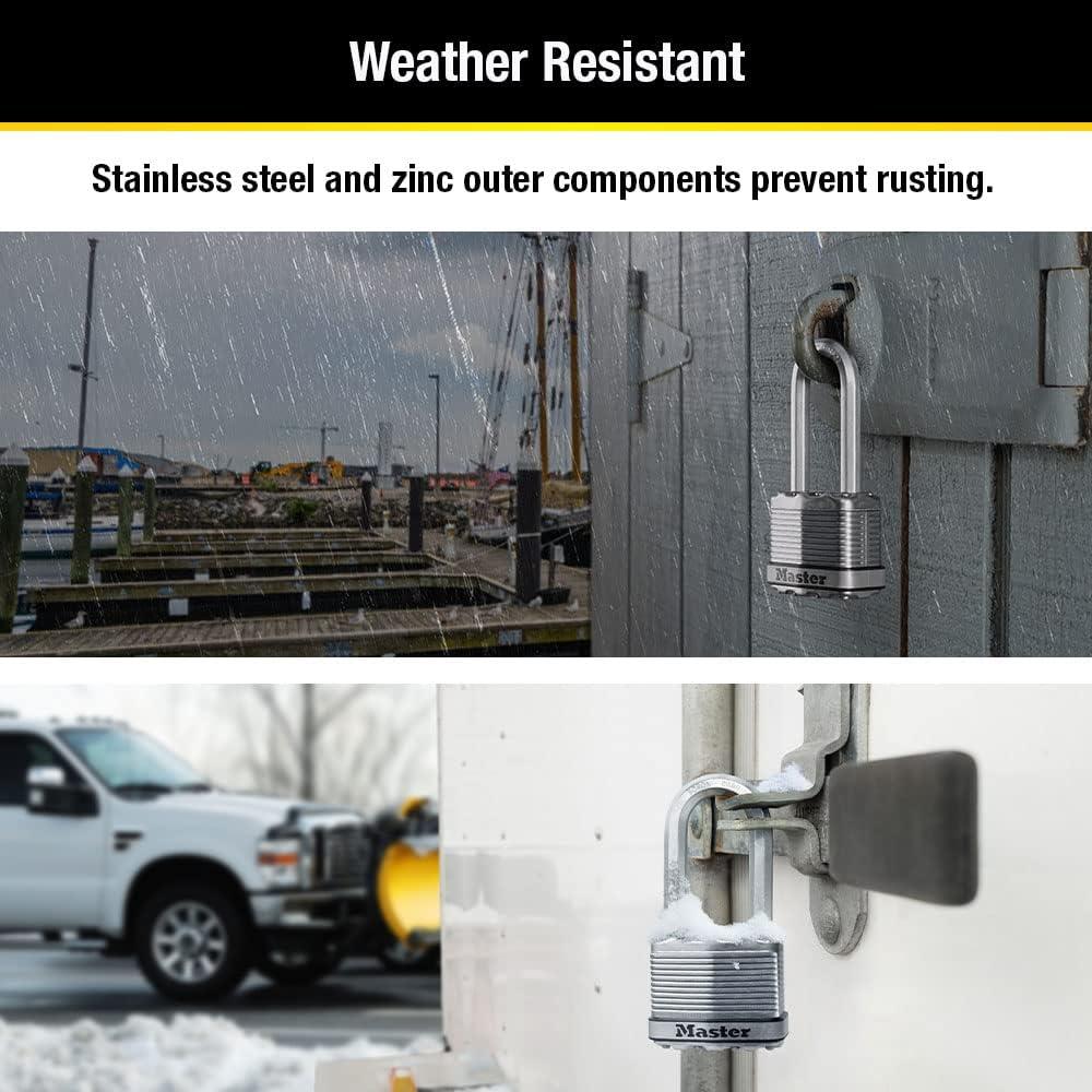 imageMaster Lock M1XTRILH Magnum Heavy Duty Padlock with Key 3 Pack KeyedAlike3 Pack KeyedAlike