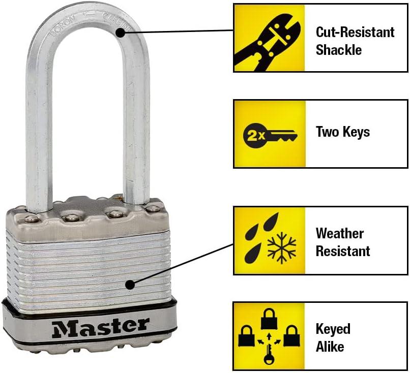 imageMaster Lock M1XTRILH Magnum Heavy Duty Padlock with Key 3 Pack KeyedAlike3 Pack KeyedAlike