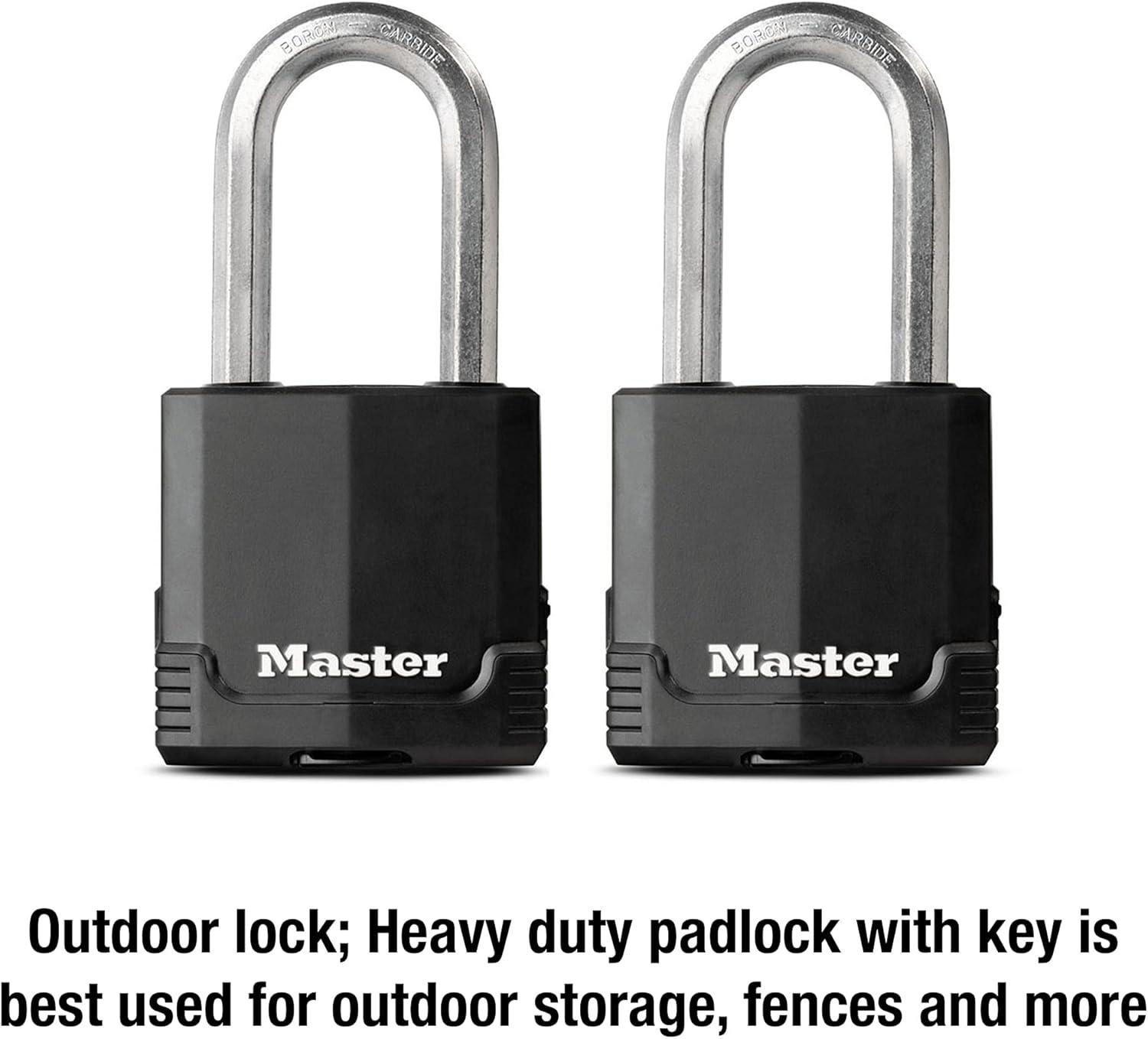 imageMaster Lock M515XTLH Magnum Heavy Duty Padlock with Key 2 Pack KeyedAlike2 Pack KeyedAlike