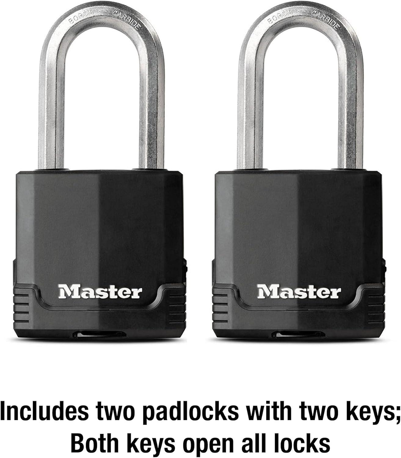 imageMaster Lock M515XTLH Magnum Heavy Duty Padlock with Key 2 Pack KeyedAlike2 Pack KeyedAlike