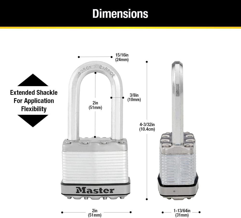 imageMaster Lock M5XDLH Magnum Heavy Duty Padlock with Key 1 Pack Silver1 Pack
