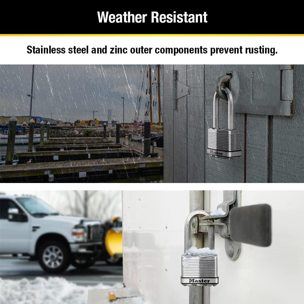 imageMaster Lock M5XDLH Magnum Heavy Duty Padlock with Key 1 Pack Silver2 Pack KeyedAlike