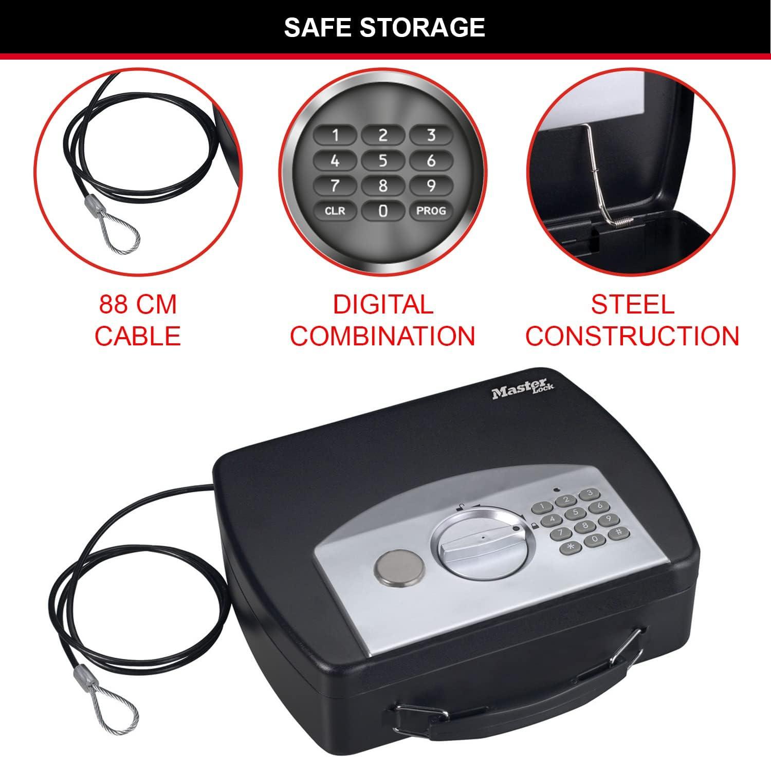 imageMaster Lock P008EML Compact Portable Safe Combination with Cable BlackGrey